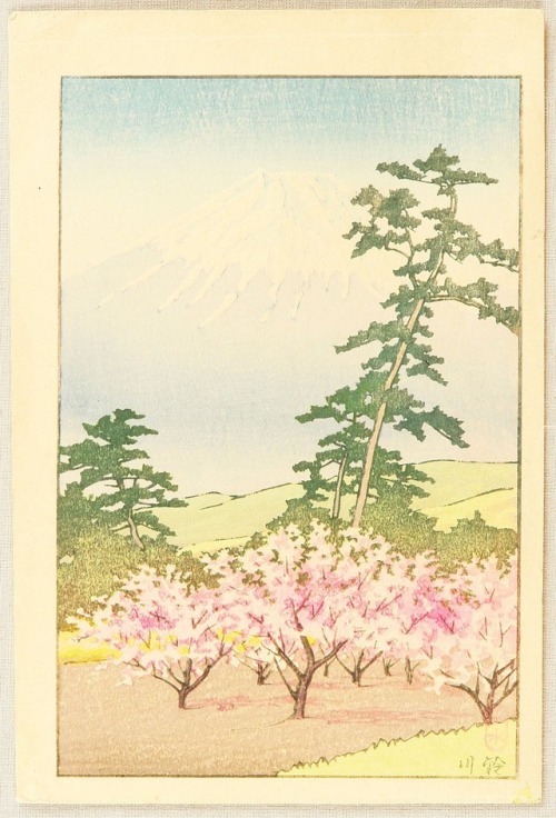beifongkendo:Sugukawa with Mt. Fuji in the background, by Kawase Hasui (ca. 1930)