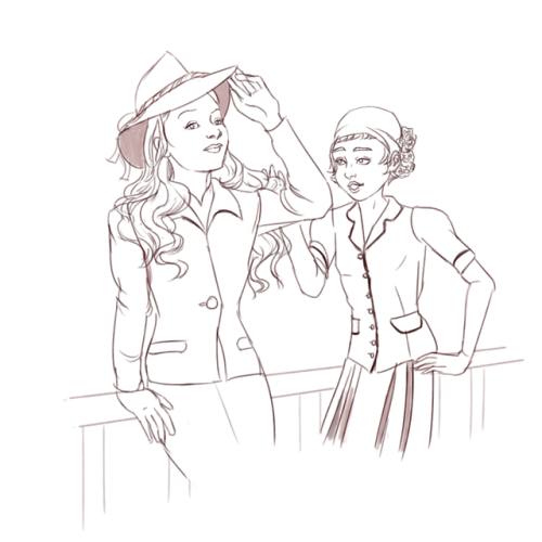 kellythepitiablefangirl: Rosalie and Alice wearing suits in the 40sinsp.