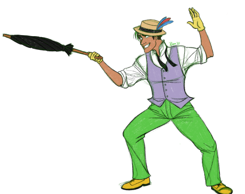 lokoteibex:En Guarde!Original concept: Zé fencing with his umbrella.Secondary concept: With h