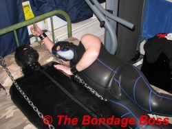 thebondageboss:  The Canadian bondage pig still in the sleepsack joined by my slave pup - Tuesday March 26th 7:45pm  