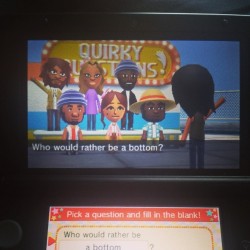Who would rather be a bottom?  The truth unfurls. #TomodachiLife