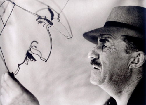 1bohemian: Walter Limot     Artist Fernand Léger Holding His Wire Sculpture Portrait Made by Sculpto