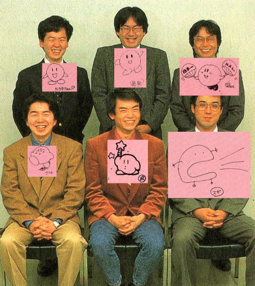 tramampoline:The Developers of Kirby’s Adventure, paired with drawings of the title character that e