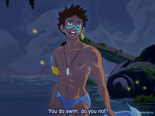 taffydesu:  “Oh I swim pretty boy.” MORE HERE 