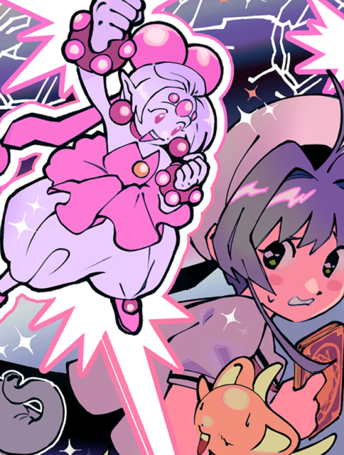 A preview for @cardcaptorzine!My card was THE POWER ! ! ! ! ! ! ! !✊I also drew a Syaoran sticker! 火
