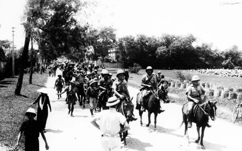 French colonial forces move out of Haiphong, in the Tonkin region ofFrench Indochina, as Japanese oc