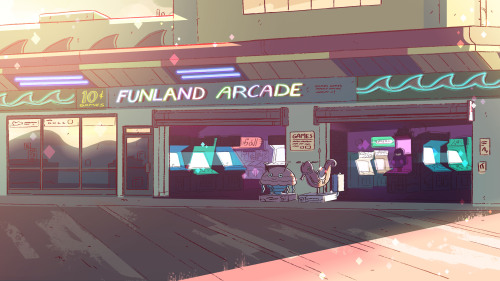A selection of Backgrounds from the Steven Universe episode: “Arcade Mania” Art Direction: Kevin Dart Design: Emily Walus, Steven Sugar Paint: Jasmin Lai, Elle Michalka, Amanda Winterstein, Tiffany Ford