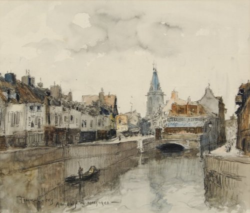 poboh:Cour d’eau et vielles maisons à Amiens, 1901, Frank Myers Boggs. American (1855 - 1926)