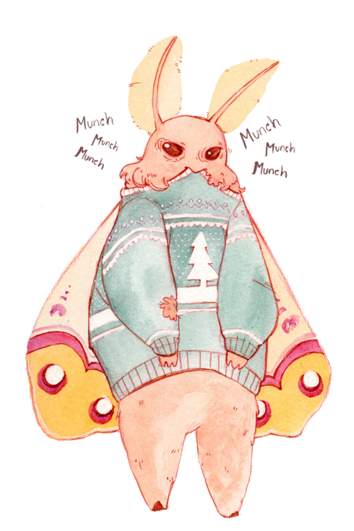 pivlywhip:To get into the spirit of the Holidays, please enjoy mothman eating his own Christmas Swea