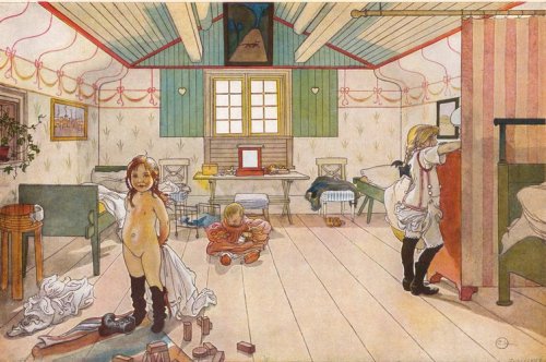 Mammas and the small girls, 1897, Carl LarssonMedium: watercolor,paper