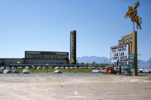 vintagelasvegas:Las Vegas Strip, May 1957Thanks to the unknown traveler in a blue & white ‘55 Ol