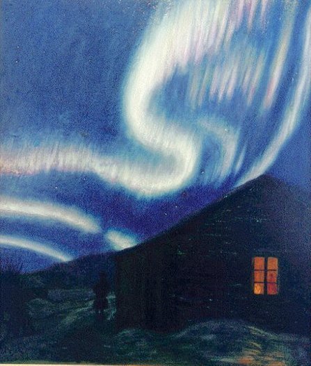Northern light in FinlandDanish painter Harald  Moltke (1871-1960)