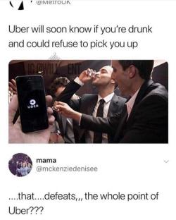 whitepeopletwitter:  Lyft it is.  You kinda sign up for dealing with drunk folk if you drive at nights or for special events, that&rsquo;s like most of your cash flow on Friday/Saturday night, why you wanna eliminate that? I did uber for 18 months in