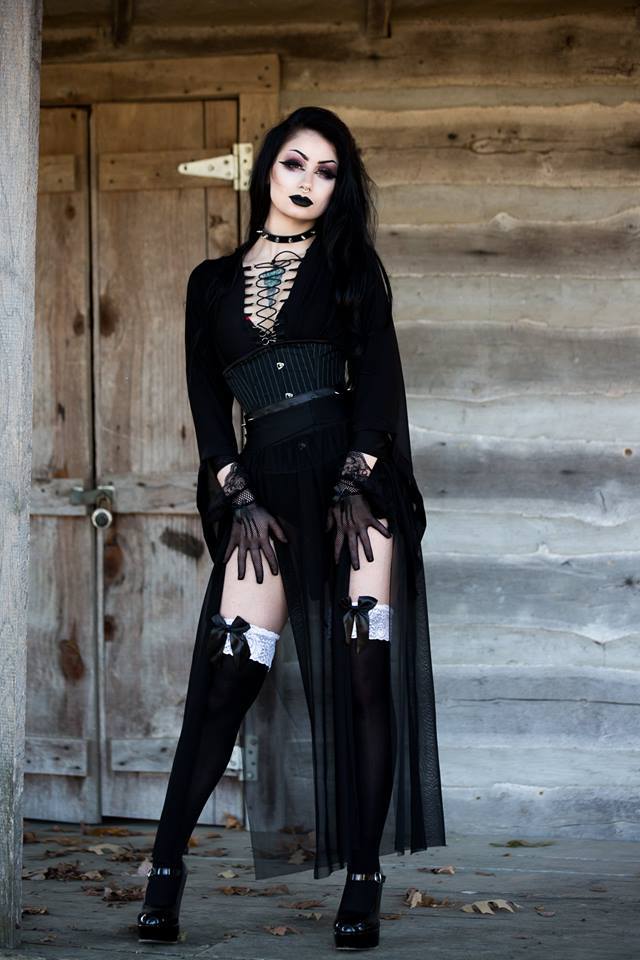gothicandamazing:  Model: TheBlackMetalBarbiePhoto: Luke Guinn PhotographyMesh Kimono: