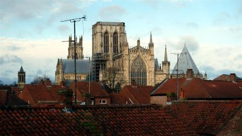 yorksnapshots: Towers Above the Rooftops. Chester Cathedral and York Minster, England.