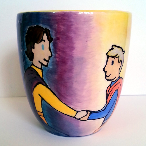 Moon!Sherlock and Sun!John is such an adorable AU, I wanted it on a mug. The Color Me Mine employee 