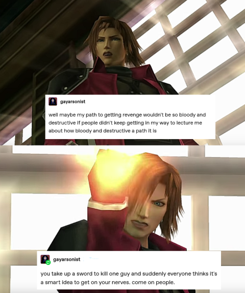 unknown-lifeform:FVII + tumblr text posts (part 3)The Genesis edition. Honestly do you guys have any