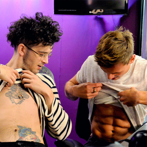 tomrdaleys:  Tom Daley and Matty Healy on BBC Radio 1, 30 August 2016 