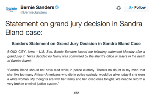 micdotcom:Grand jury chooses not to indict anyone in Sandra Bland’s deathThe grand jury has decided 