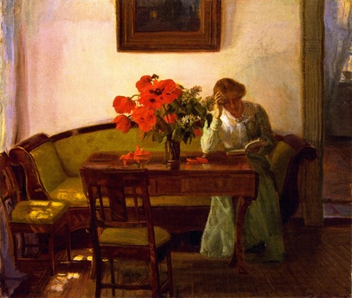 huariqueje:  Interior with Red Poppies - Anna Ancher 1905 Impressionism Skagens Museum Denmark