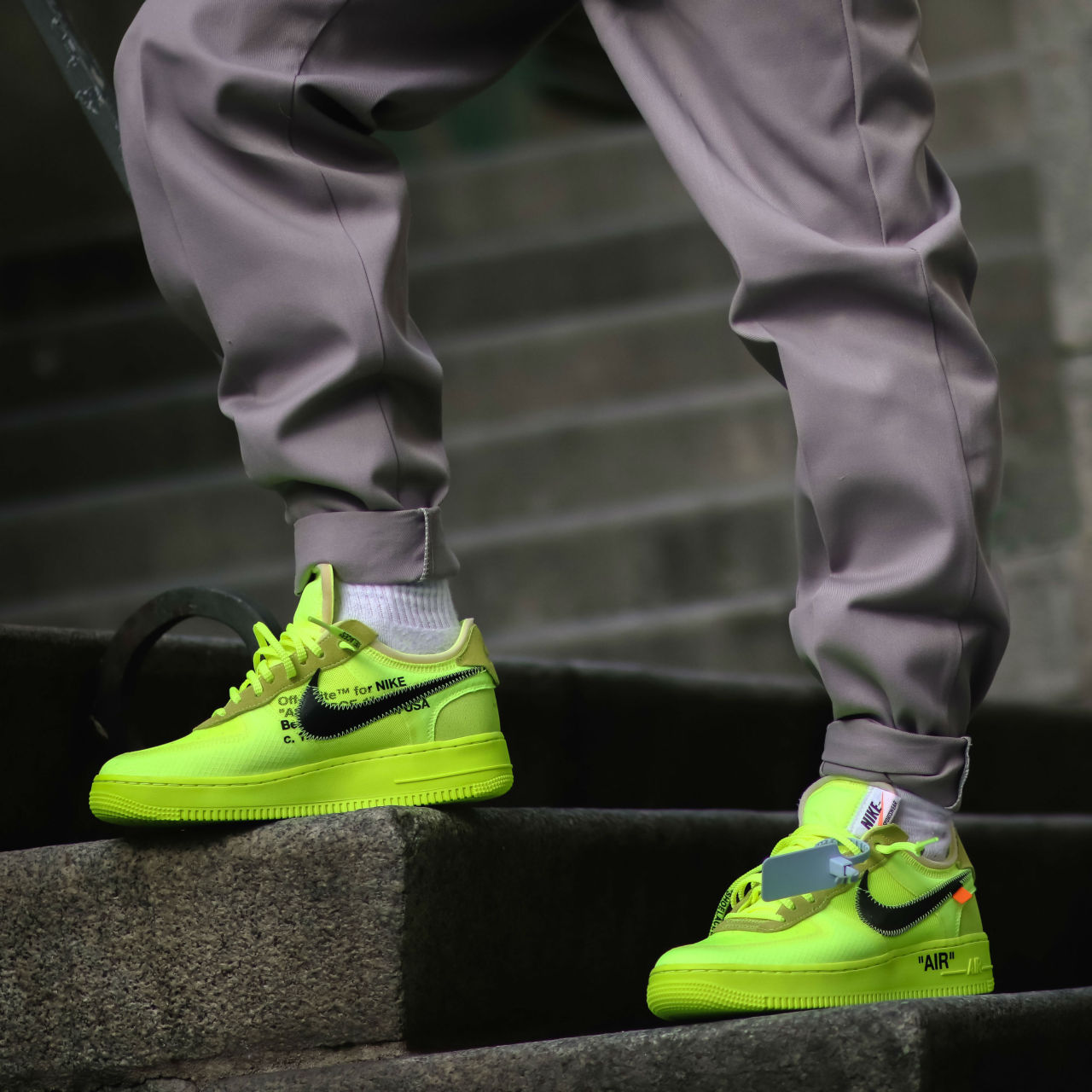 volt off white air force 1 on feet