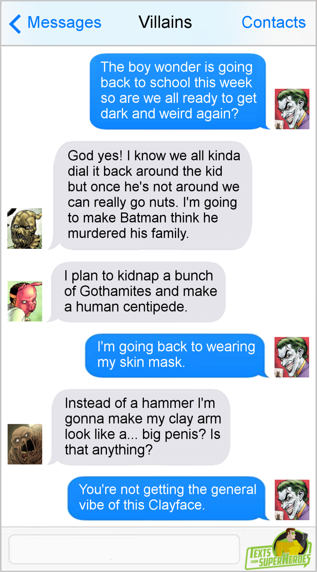 fromsuperheroes:  Texts From Superheroes: Bat To School  What Clayface needs to do