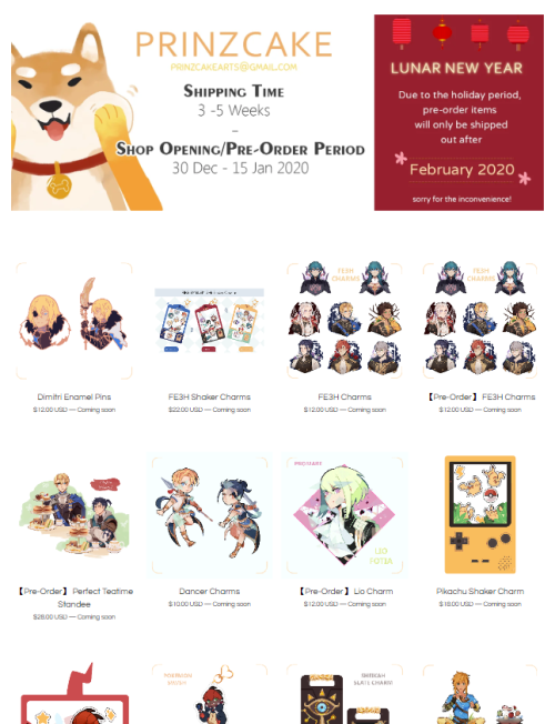 My shop is currently open till mid-Jan!>> prinzcake.bigcartel.comfeel free to drop by ^^ thank