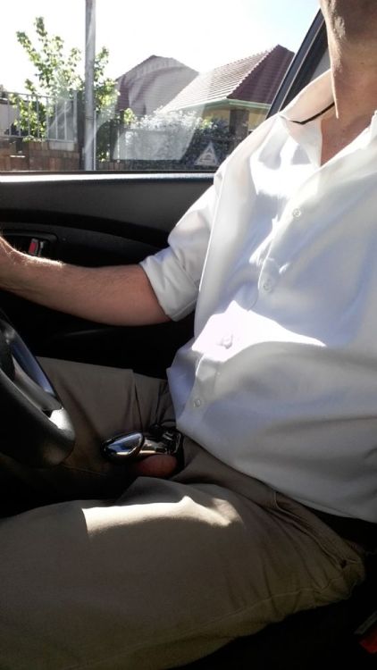office-bound-chastity: Throwback Thursday. I was instructed to drive to work like this a few months 