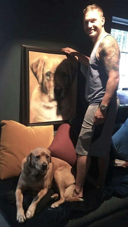 Today’s blessed Tom Hardy is: Proud of his dog portrait!!!!