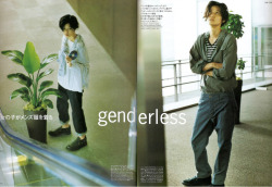 readyforlove1985:   Issue: So-En December 2011Story: GenderlessPhotographed by Masahiro SanbeStylist: Yuriko EMakeup: Masayo TsudaHair: Kazuya Matsumoto  