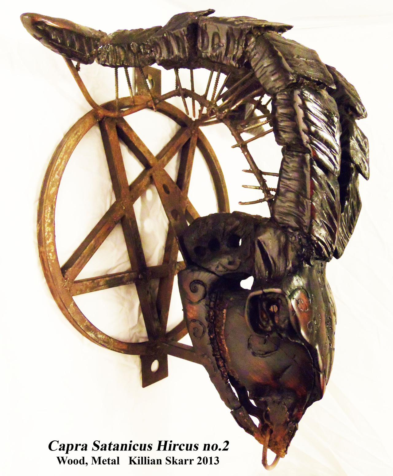sacrificialskarricide:  Capra Satanicus Hircus no.2 Wood, Metal 2013  Killian Skarr