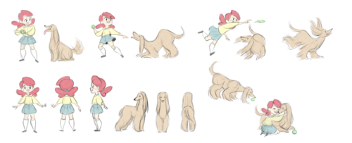 Some designs of a girl and a dog for an assignment!