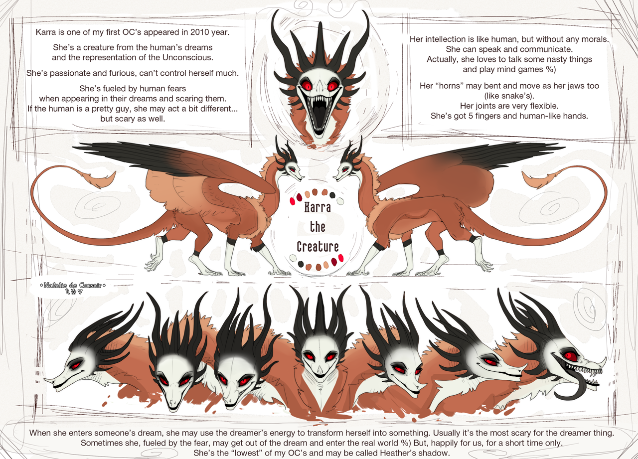 nataliedecorsair: Karra the Dream Creature, one of my first OC’s ever.Aggressive,