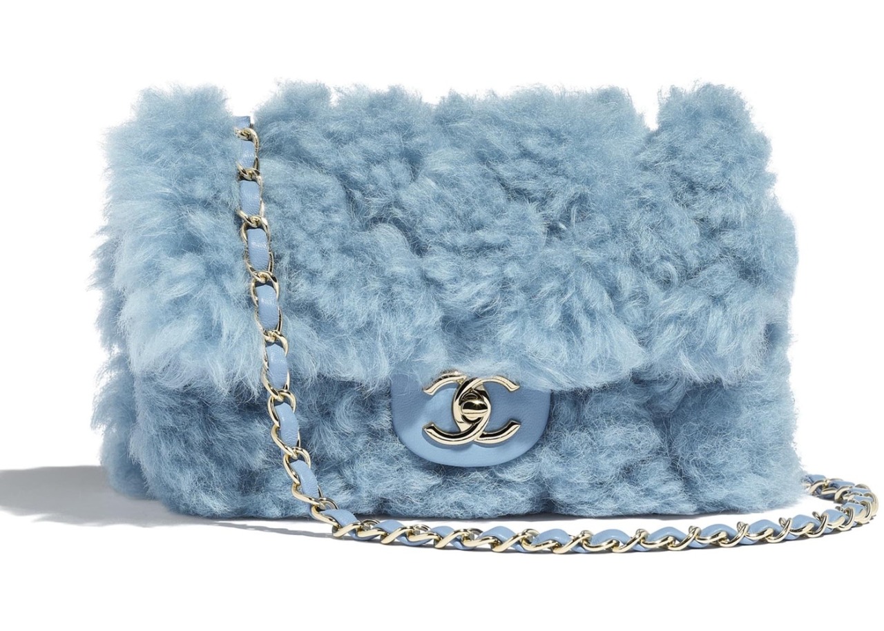 fluffy blue chanel bag