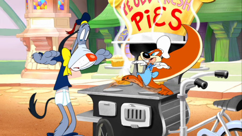 “Let me taste your wares!”“What ware would that be? Hardware? Werewolf? Oh, hey, I’ve got it! Underwear!” Simple Simon only wanted a piece of pie, but the pieman decided a little undie exposure would suit better. From “Tom and Jerry’s Giant