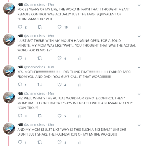 winterinthetardis:winterinthetardis: SO APPARENTLY MY ENTIRE LIFE IS A LIE HOW HAS YOUR GUYS’ NIGHT BEEN UPDATE: SO LATER THAT NIGHT WHEN MY BROTHER GOT HOME FROM WORK (HE IS 6+ YEARS OLDER, MORE PROFICIENT IN FARSI THAN I AM, AND ALSO OFTEN VISITS