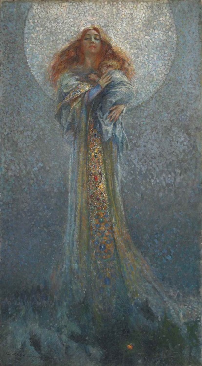 Virgo.1908.Oil on Canvas.205 x 113 cm.Art by Luiz Usabal y Hernandez.(1876-1937).