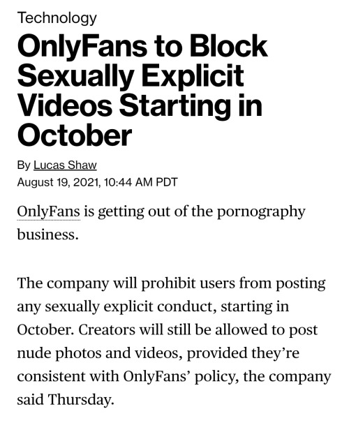As Soon As The Sex Videos Are Banned, My OF Will Be Doomed To Follow In The Steps Of Patreon. Yet Another