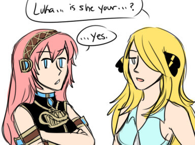 prompt given to me for: Luka/Miku meeting Dawn/Cynthia with luka and cynthia becoming instant friends because of their similar love for tiny girls??? omg      …  moral of the story: i actually have no fucking idea how old dawn is