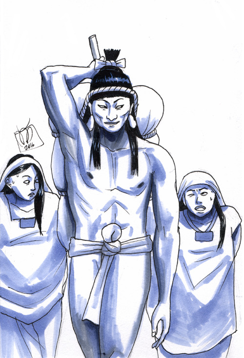 zotzcomic:Some sketches of some warriors in Zotz outside the battlefield. From left to right: Cacama