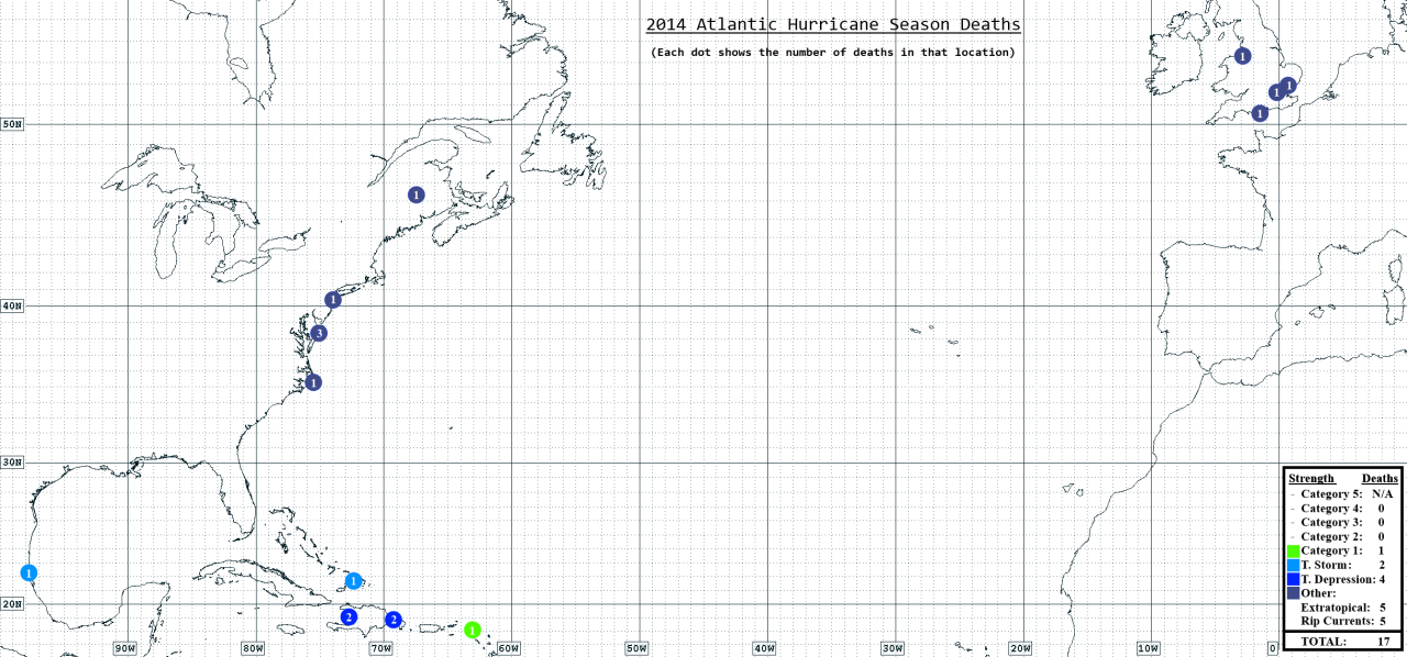 2014 Atlantic Hurricane Season Deaths ... - Maps on the Web