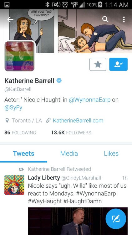 mylettertotheplaygroundbully:Look at Katherine Barrell’s twitter cover I’m dying