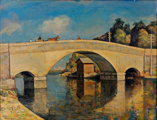 Väinö Kamppuri (1891-1972) - The Mierola Bridge, Parola, Finland. 1940. Oil on board.