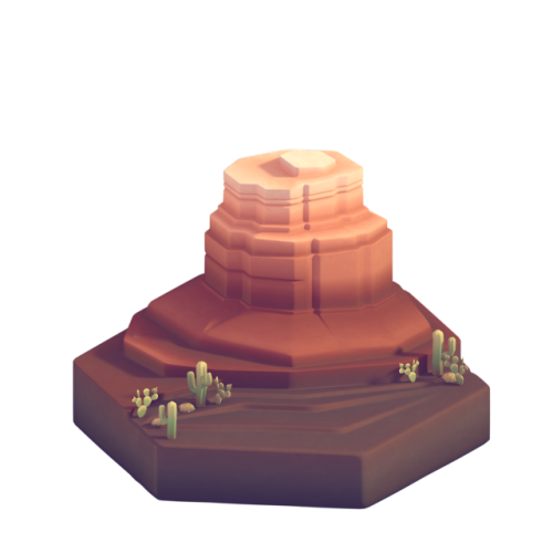 A cozy little desert plateau for day 5! I’m really enjoying modeling rocks and cliffs in this style~