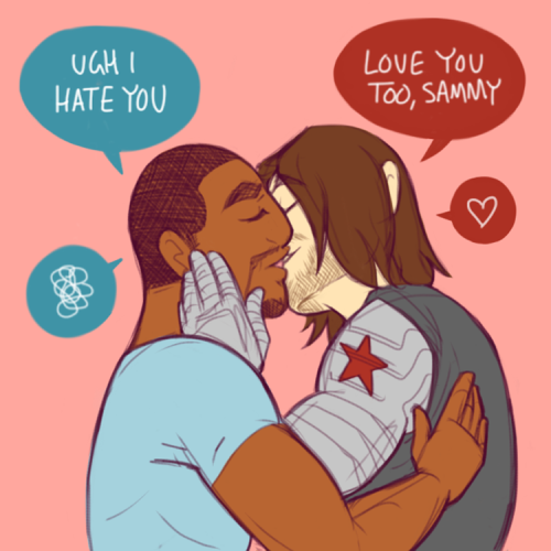 yawpkatsi:SAMBUCKY KISSES based on that kiss on the forehead/nose/ear/lips meme!!OR: In which Bucky 