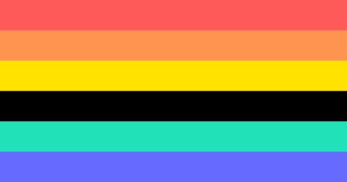 [ID: 2 Flags. 1st Flag Has 9 Stripes. Colors Are Listed In Order From Top To Bottom: Blue, Light Blue-green,
