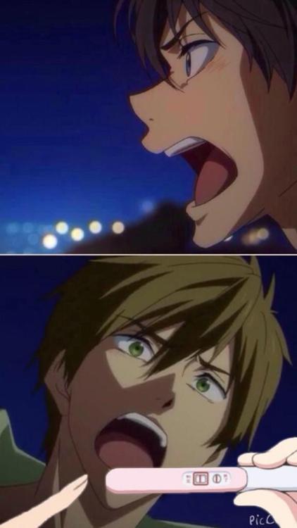 krmgn:  THE PREGNANCY TEST MEME on twitter explained through the gays of Free! the original  the makoharu    the nitorin   