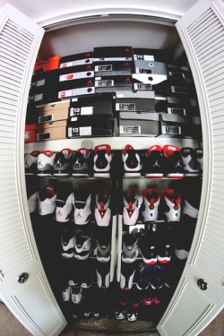 sneakerpilot:  How many have J’s stacked in their closets like this? Oh, for the love of Jordans. 