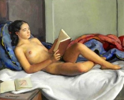 andrej33:  Reading Nude - Maurice Ehlinger (1896 – 1981, French)