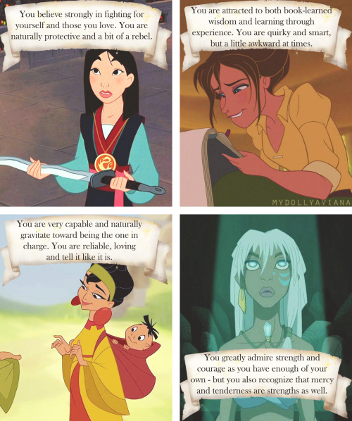 mydollyaviana:What Your Favourite Disney Female Character Says About You - for male photoset click h